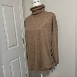 MADEWELL Beige Button Detail Turtleneck